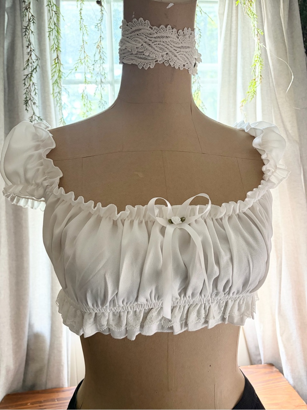 White Ruffled Crop Top